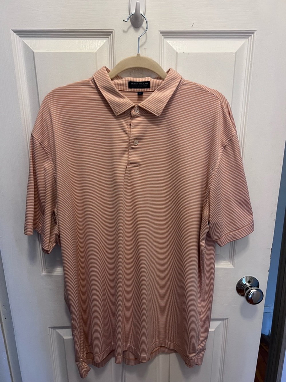 Peter Millar Men's Dusty Pink Micro-Stripe Polo